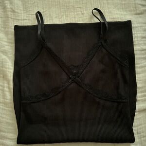 divided lace black mini dress